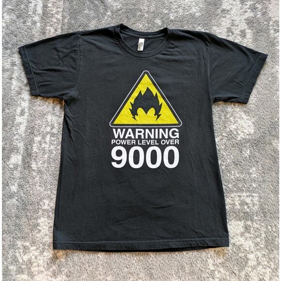 Dragon Ball Z T-Shirt, Vegeta Warning Power Level Over 9000 Black - Made In USA - Picture 1 of 8